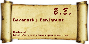 Baranszky Benignusz névjegykártya